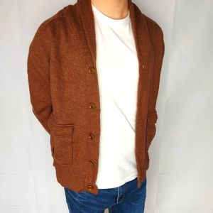 Peter Millar Men's Medium 100% Italian Merino Wool Brown Sweater Cardigan